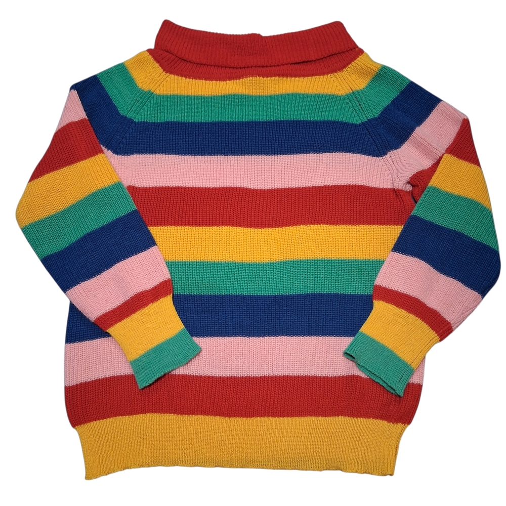 LALA IKAI Oversized Striped Knit Pullover Turtleneck Rainbow Sweater Women Large